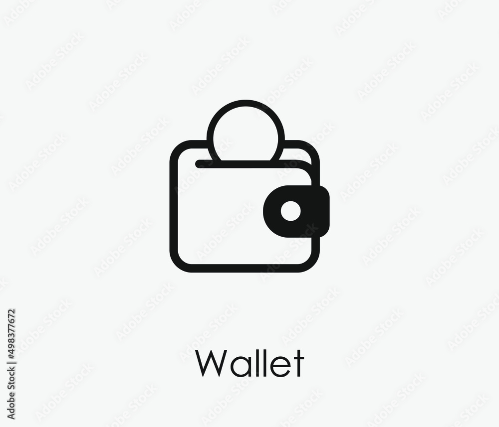 Aufkleber wallet vector icon. editable stroke. symbol in line art style for design, presentation, website or a