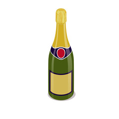 Bottle of champagne or sparkling wine from metric vector Illustration on a white