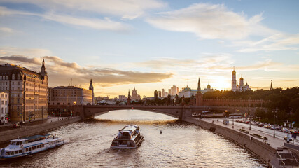 View on Moscow Kremlin, Russian Federation. Sunset