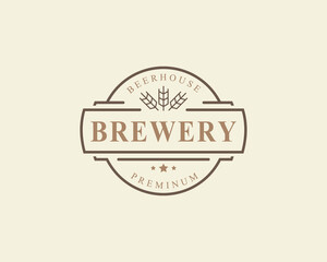 Vintage Retro Badge Beer Label Design Elements Vector Illustration