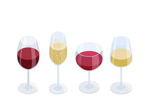 Set of glasses with different kind of wine