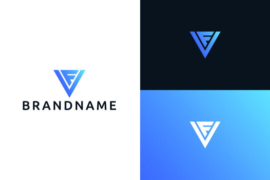VF letter logo in triangle