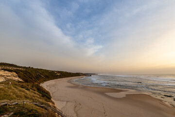 Seascape of Nazare with Beach, Waves, and Dunes