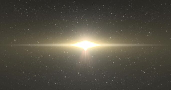 Animation of glowing yellow light moving over stars in background