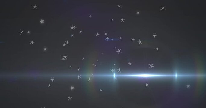 Animation of glowing blue light moving over stars in background