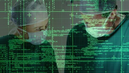 Animation of data processing over diverse male and female surgeons - Powered by Adobe