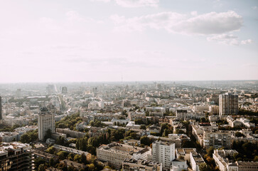 Fototapeta na wymiar Panoramic view of Kyiv houses in Ukraine