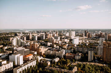 Obraz premium Panoramic view of Kyiv houses in Ukraine