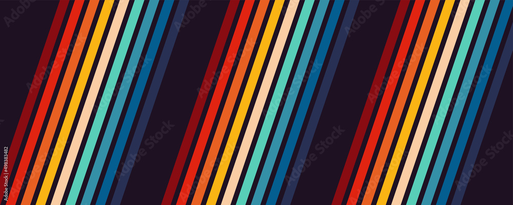 Poster abstract simple retro style with stripes 1970 background design vector illustration