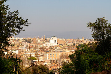 Fototapeta na wymiar Rome Skyline from the Belvedere del Gianicolo