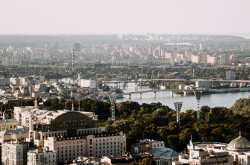 Naklejka premium Panoramic view of Kyiv houses in Ukraine