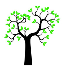 Fototapeta na wymiar Green Tree. Vector outline Illustration.