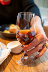 Sweet digestif sherry fortified wine served after dinner