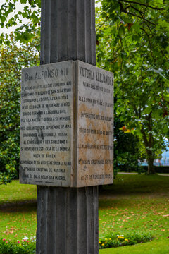 In memory of Alfonso XIII, king of Spain, and Victoria Alejandra, Queen of  Great Britain and ireland, Aiete Palace, San Sebastian, Donostia, Guipuzcoa, Spain