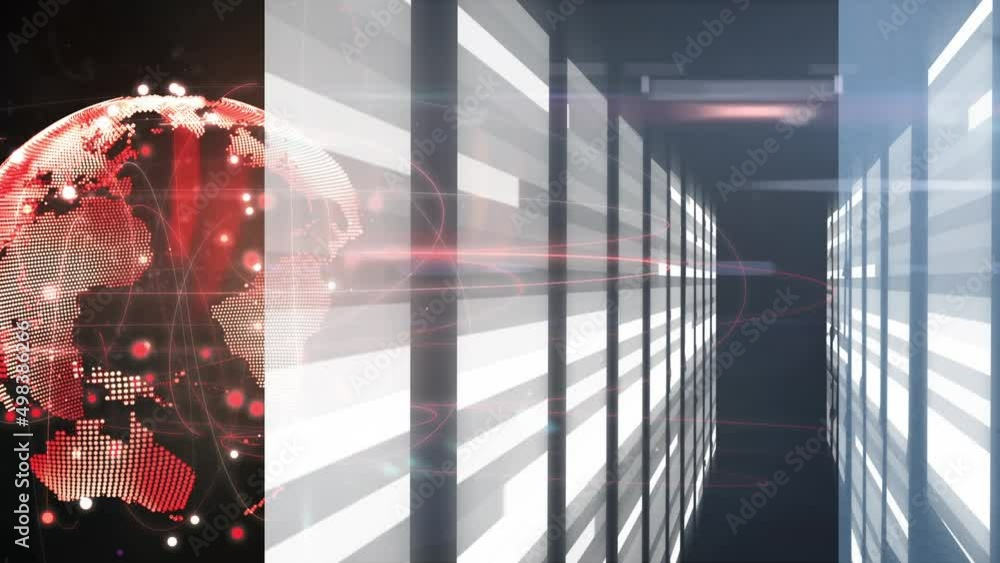 Poster animation of rotating globe and tunnel made of lights