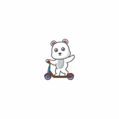 Fototapeta premium Bear White Scooter Logo Design Mascot