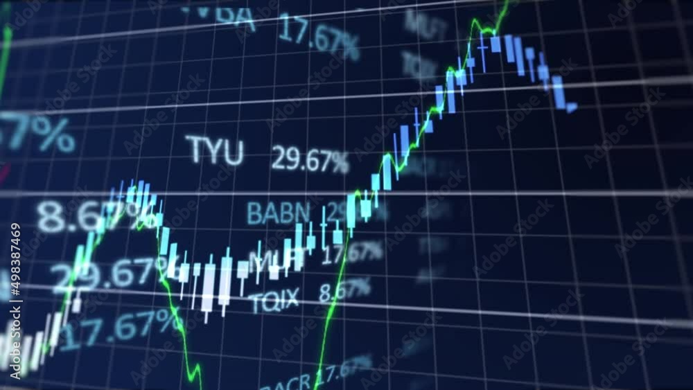 Poster animation of data processing over grid on blue background