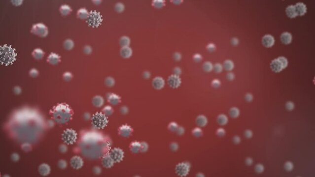 Animation of virus cells over red background