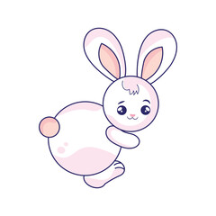 Isolated cute bunny cartoon kawaii Vector