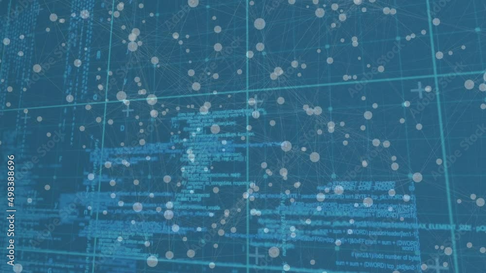Poster animation of data processing over molecules in blue space