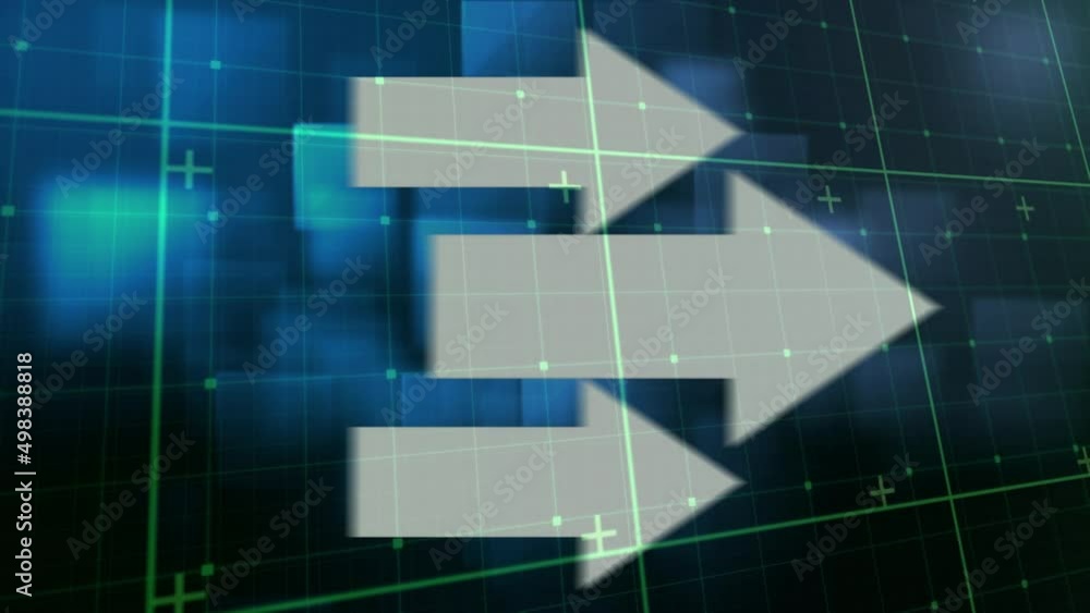 Aufkleber animation of digital arrows and markers over screens and grid background