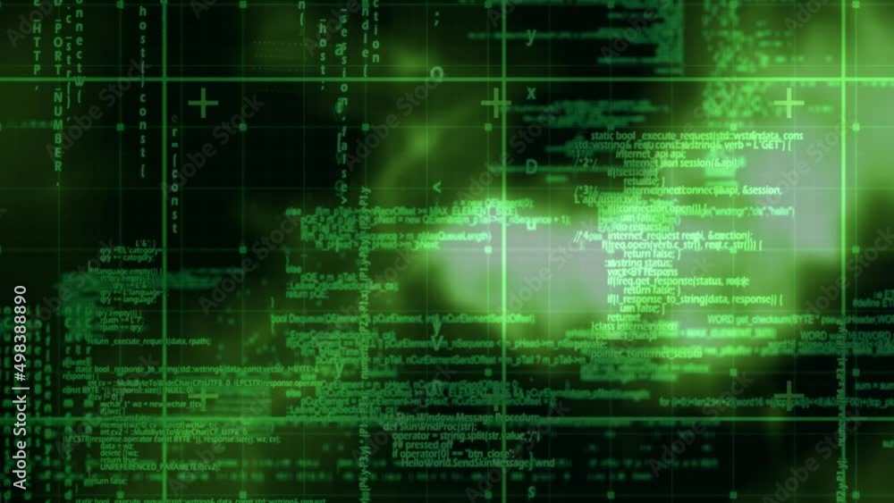 Poster animation of digital data processing over grid background