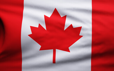 Canadian flag waving in the wind