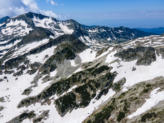 Obraz premium Aerial view of Pirin Mountain near Popovo lake, Bulgaria