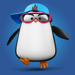 Cute penguin, cute animal, 3d rendering illustration