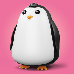 Cute penguin, cute animal, 3d rendering illustration