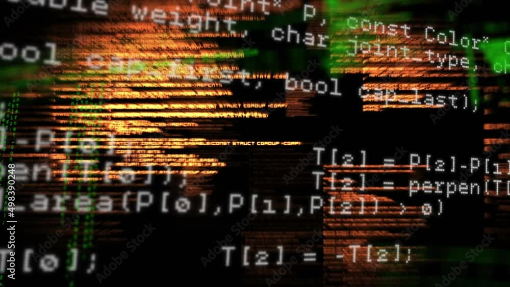 Poster animation of data processing with glowing lights