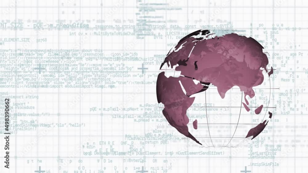 Poster Animation of globe data processing and grid
