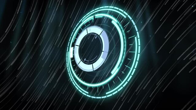 Animation of loading circle over black space with shooting stars