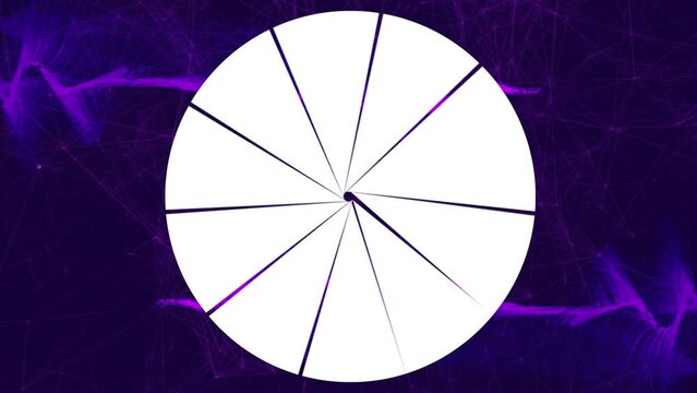 Animation of camera iris on violet background