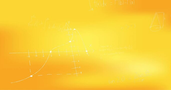 Animation of hand written mathematical formulae over yellow background