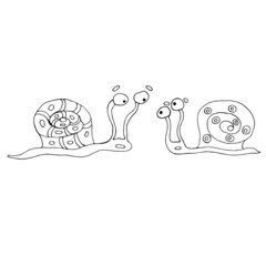 Funny snails. Vector illustration. Comics. Coloring for children and adults. Cartoon.