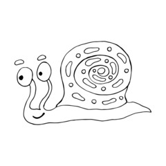 Funny snails. Vector illustration. Comics. Coloring for children and adults. Cartoon.