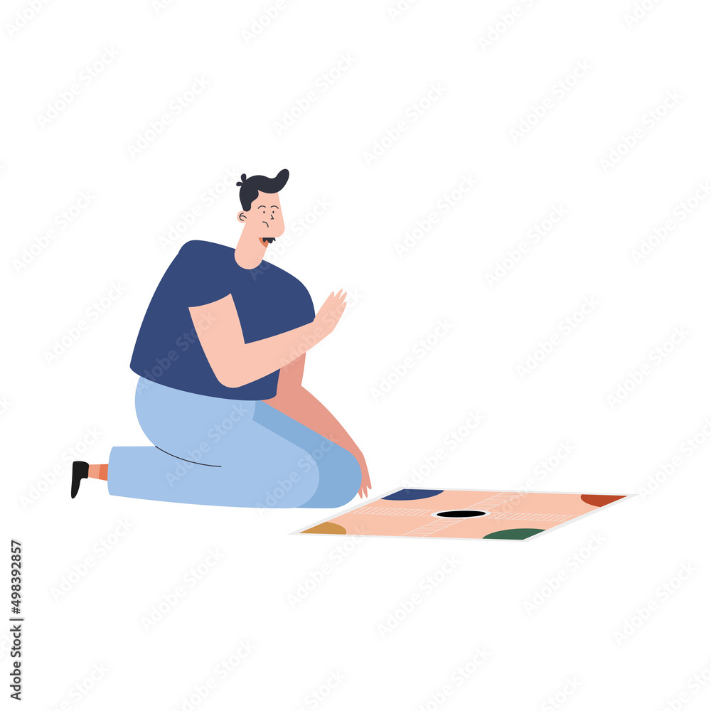 Poster man with board game