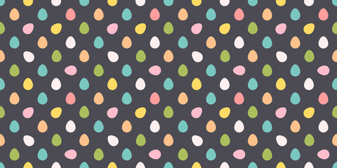 Easter pattern background. Seamless flat vector pattern with eggs in cute kids style - 498393216