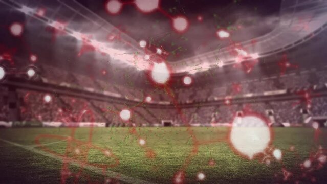 Animation of shapes and light spots over sports stadium