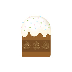 Happy Easter vector poster with decor egg and flower on blue backdrop.