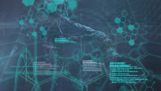Animation of data processing over dna strand