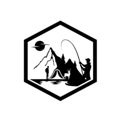 outdoor adventure logo, black and white