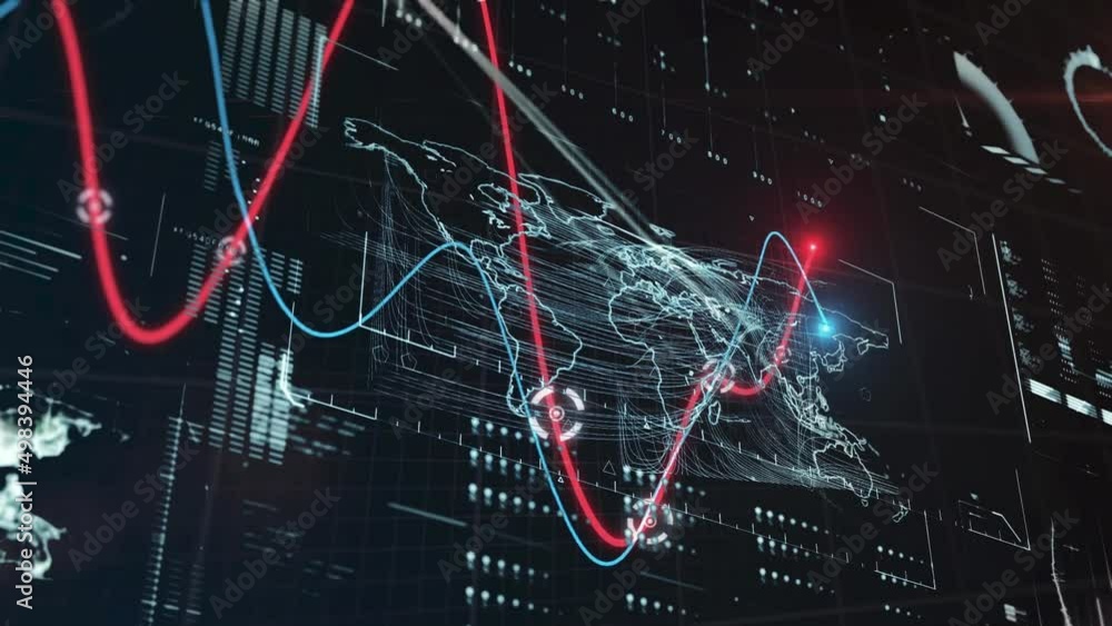 Poster animation of data processing on black background