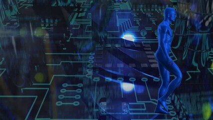 Animation of digital human over server room - Powered by Adobe