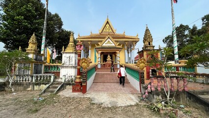 10 April 2022, Celebrate khmer new year at Tro Pang Troav pagoda, or Wat tro Pang troav, Kampong...