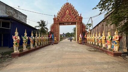 10 April 2022, Celebrate khmer new year at Tro Pang Troav pagoda, or Wat tro Pang troav, Kampong Rou District, Svay Reing Province, Cambodia.