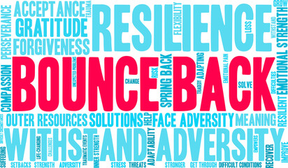 Bounce Back Word Cloud on a white background. 