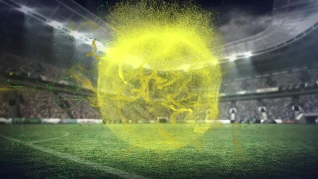 Animation of yellow smoke rotating over stadium