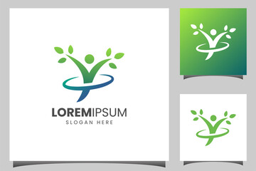 physiotherapy with people leaf logo design for medical, health and physiotherapy, Chiropractic and wellness logo